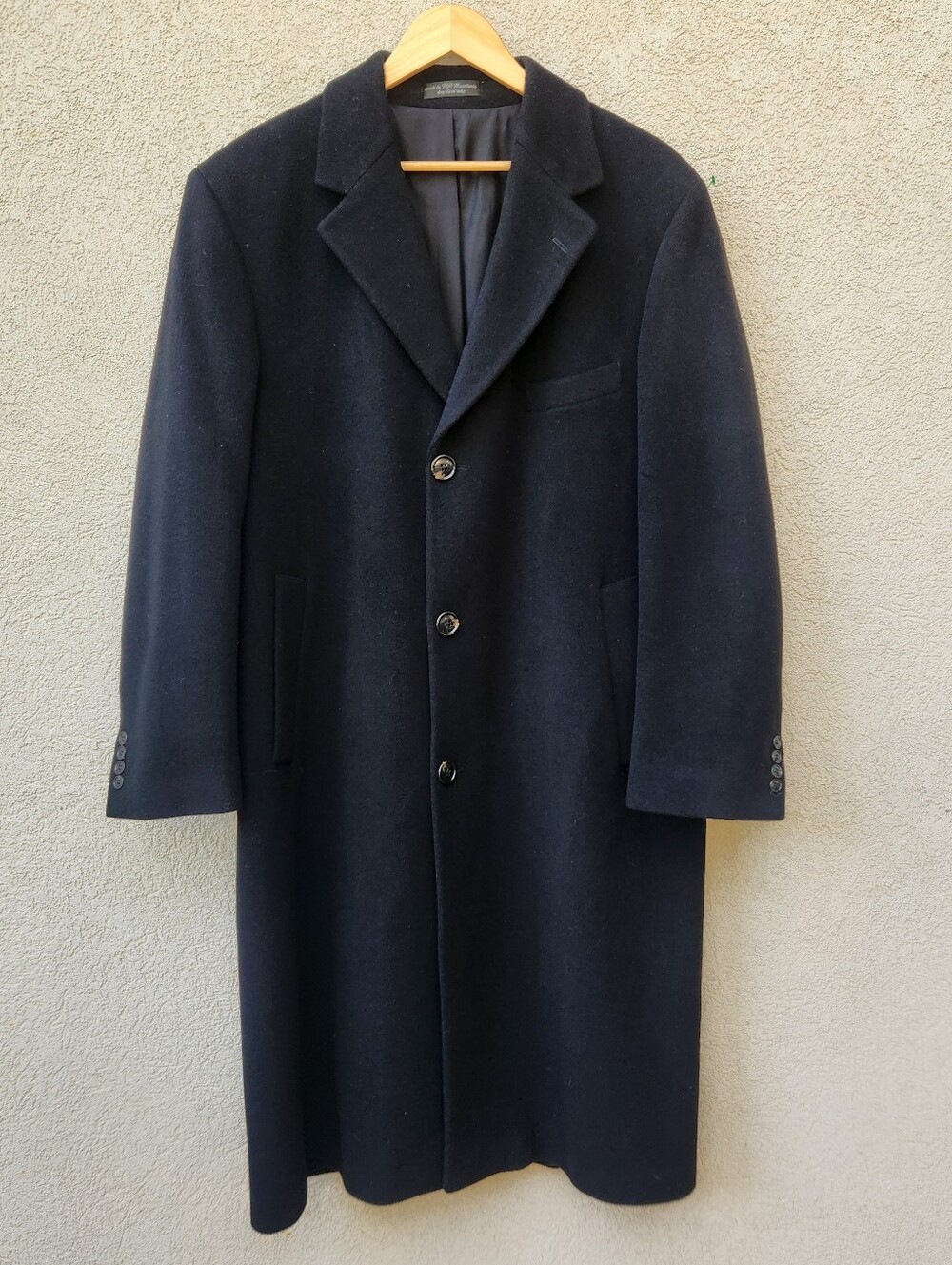 LAUREN RALPH LAUREN Men's Overcoat Size 42 R Black Cashmere Wool Formal